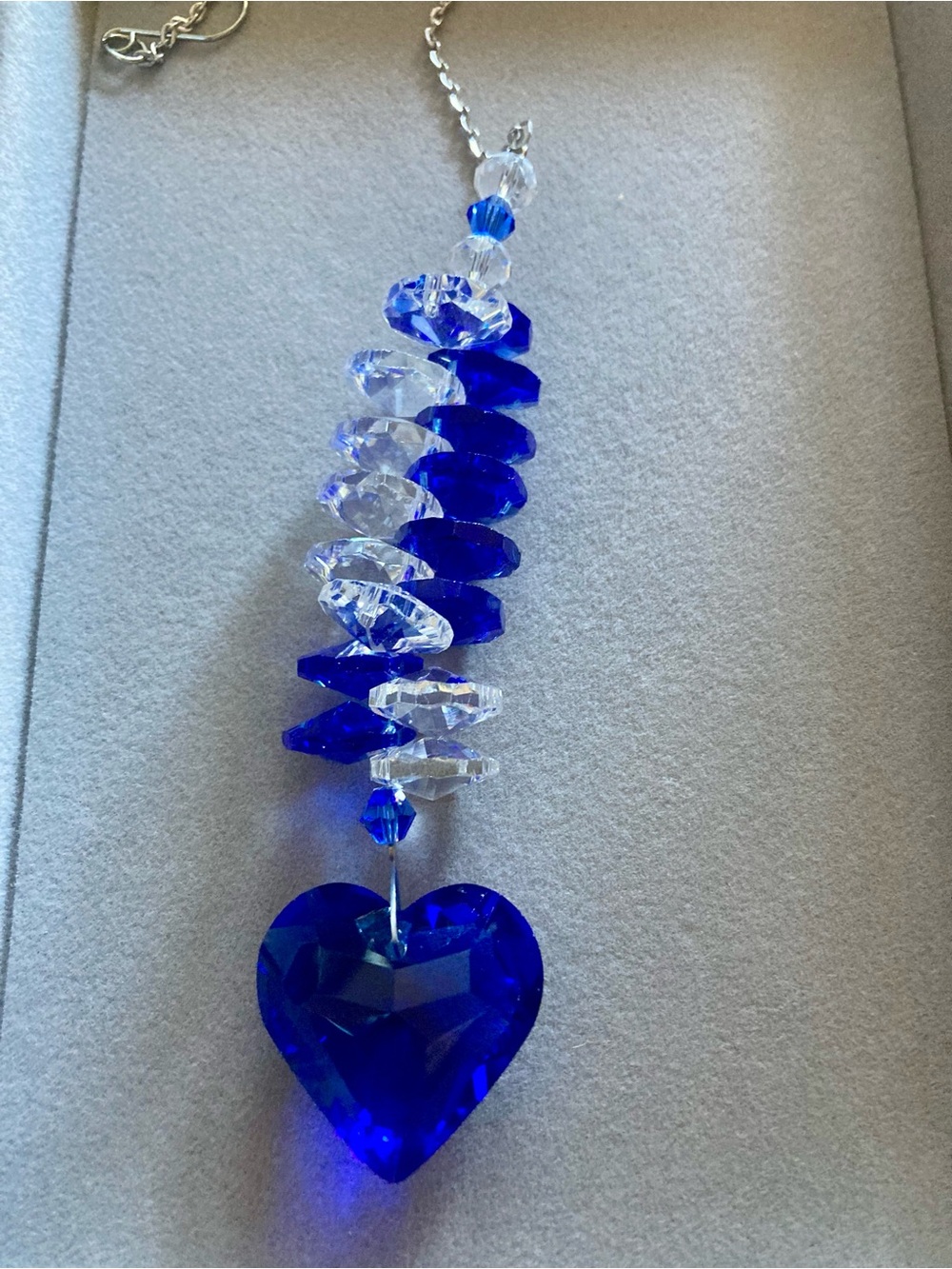Blue Crystal Heart Suncatcher